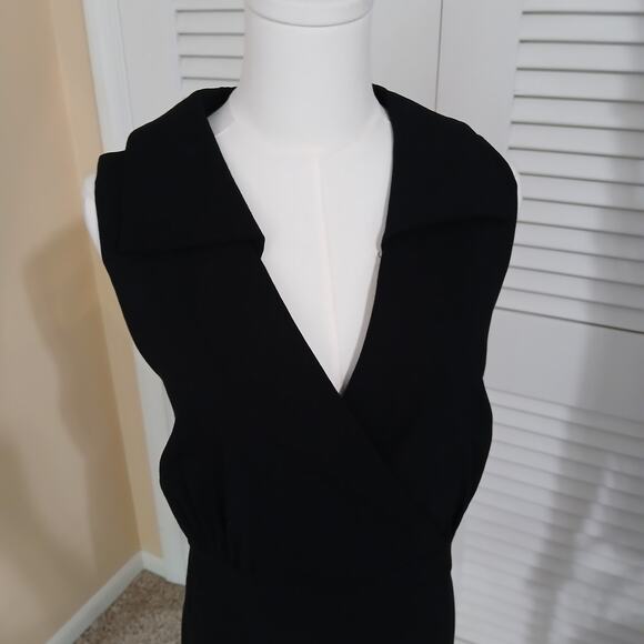 Retro Chic 18 black sleeveless collared side-zip bodycon dress w/rear kick-pleat - Picture 5 of 14